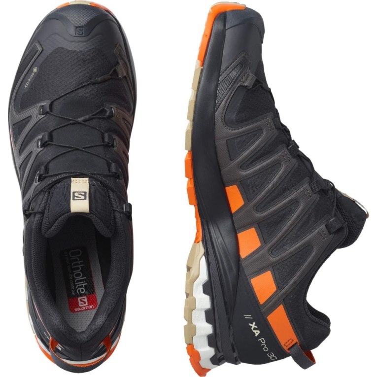 Black / Orange Salomon Xa Pro 3d V8 GTX Men's Trail Running Shoes | IE CW5216